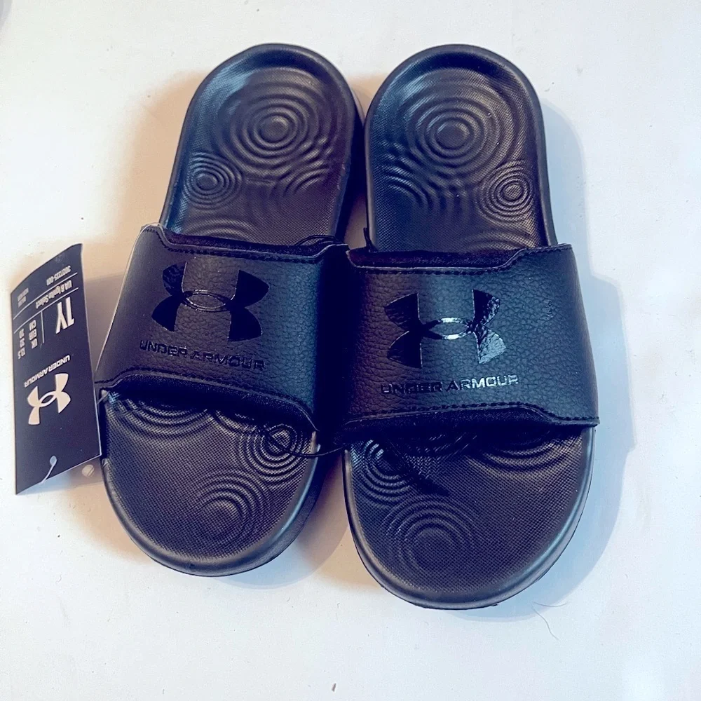 Under Armor Slide Sandals One Sport Sz 1Y Big Kids Black